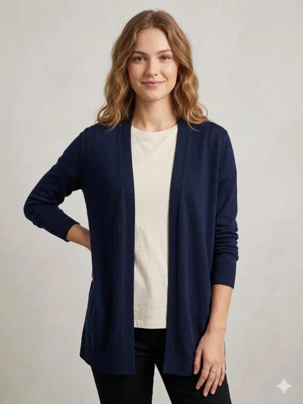 Eileen Fisher Women's Blue 100% Organic Linen Ribbed Long Sleeve Cardigan XS/TP